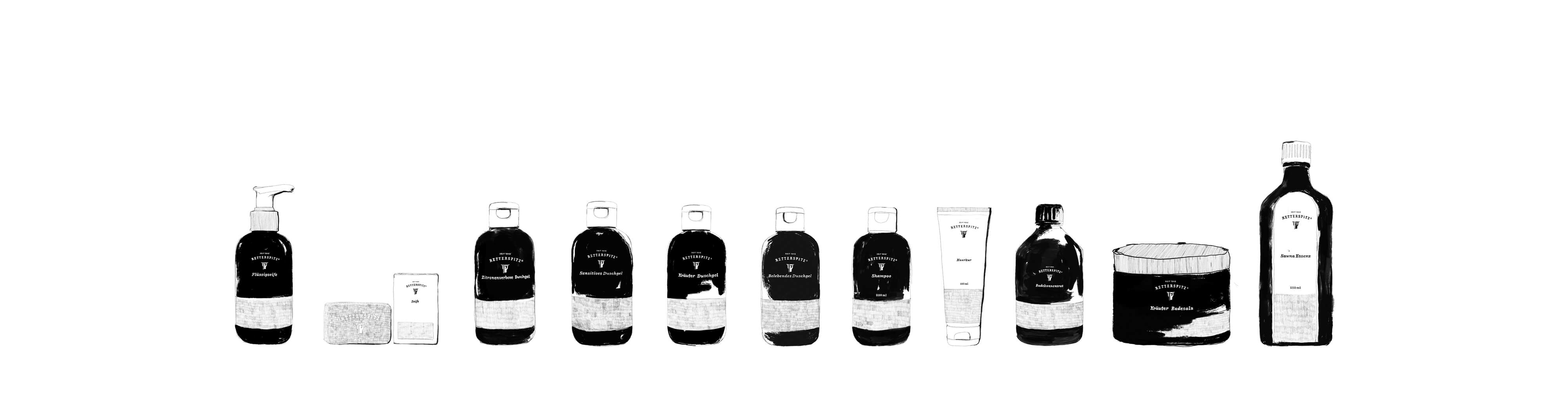 Illustration Produkte Baden Duschen und Sauna